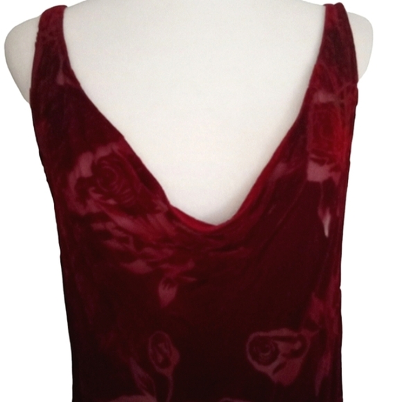 Vintage 90's Victoria's Secret Burnout Silk Blend Red Drape Front Blouse Large - Picture 2 of 7